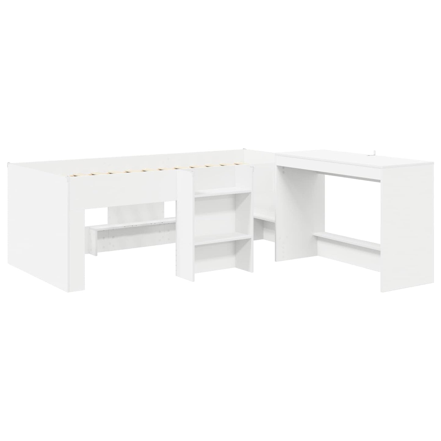 Kids'High Bed Frame with Desk White 80 x 200 cm