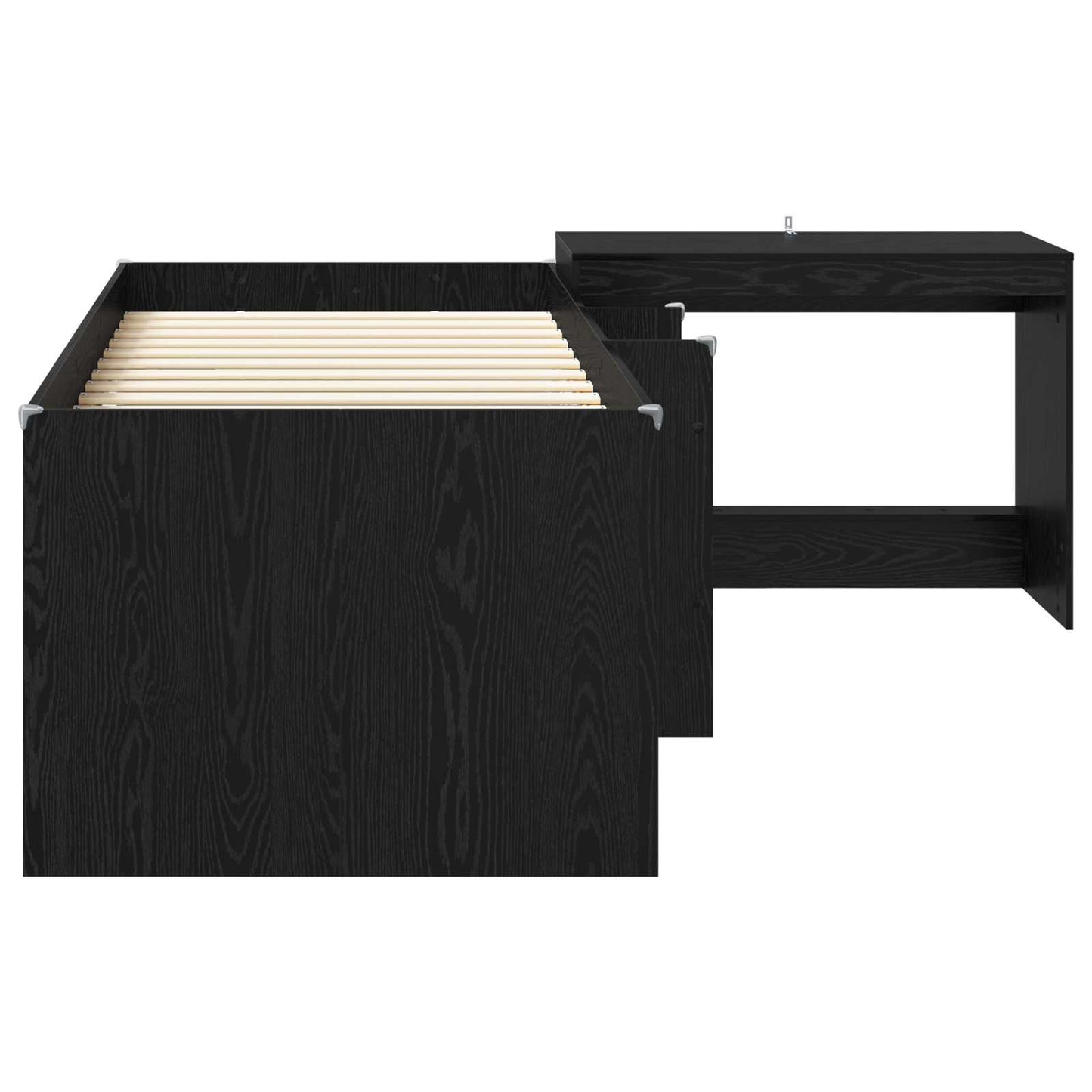 Kids'High Bed Frame with Desk Black Oak 80 x 200 cm