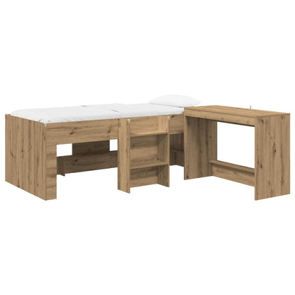 Kids'High Bed Frame with Desk 2 pcs Artisan Oak