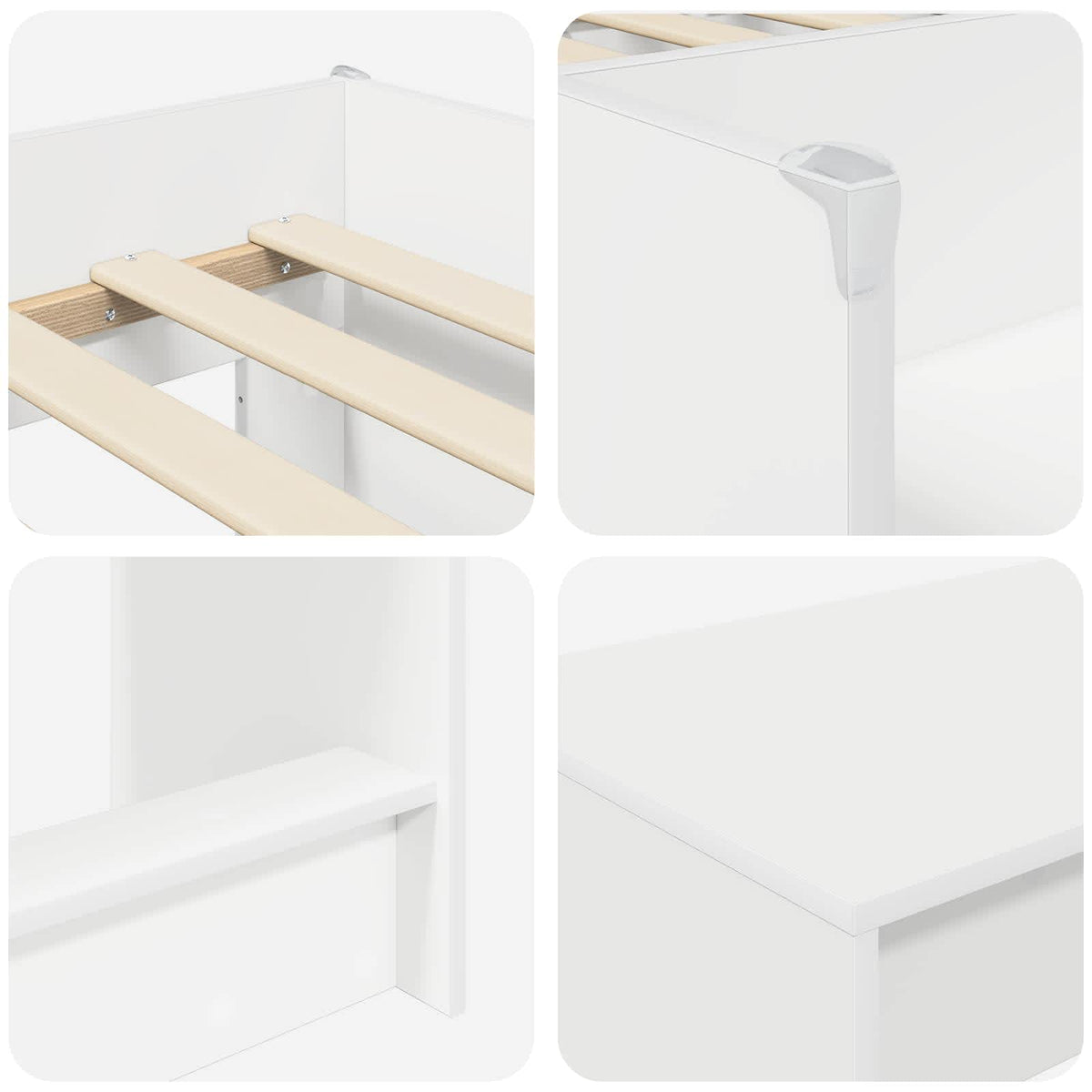Kids'High Bed Frame with Desk 2 pcs White Engineered Wood