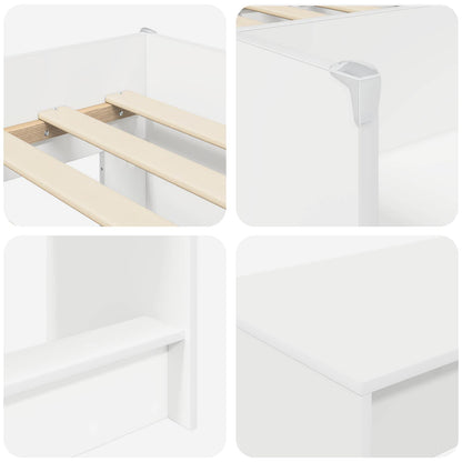 Kids'High Bed Frame with Desk 2 pcs White Engineered Wood