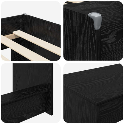 Kids'High Bed Frame with Desk 2 pcs Black Oak Engineered Wood