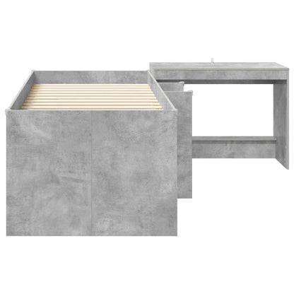 Kids'High Bed Frame with Desk 2 pcs Concrete Grey