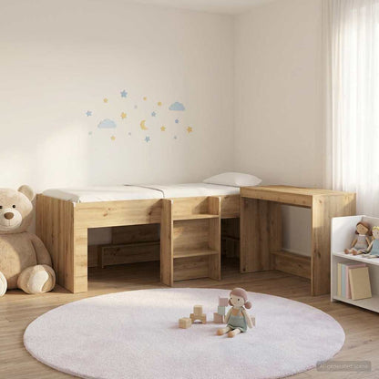 Kids'High Bed Frame with Desk 2 pcs Artisan Oak