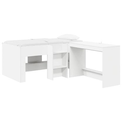 Kids'High Bed Frame with Desk White 80 x 160 cm