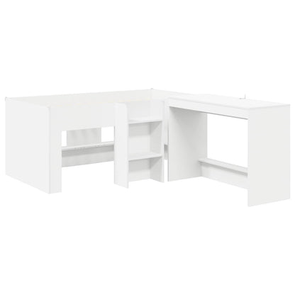 Kids'High Bed Frame with Desk White 80 x 160 cm