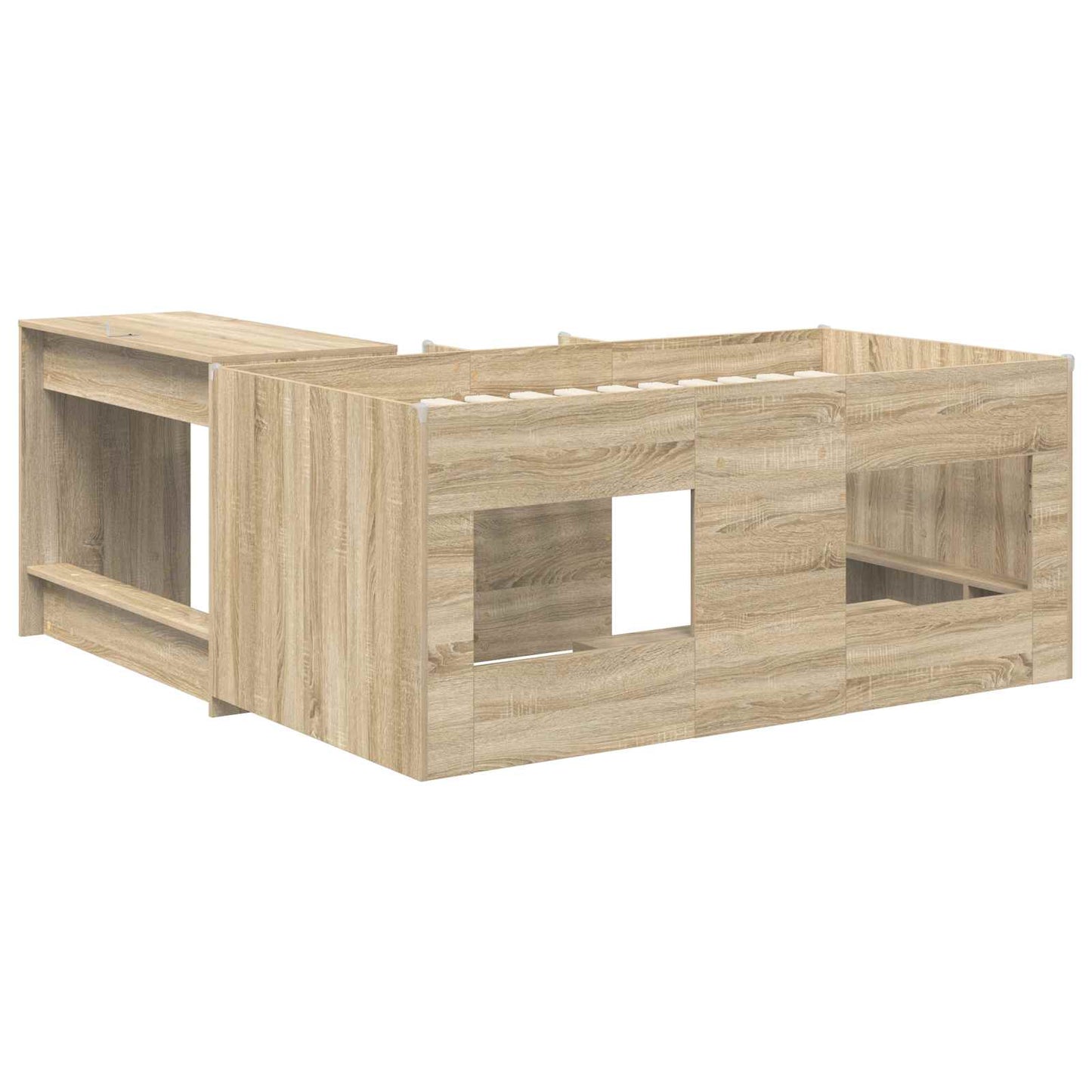 Kids'High Bed Frame with Desk 2 pcs Sonoma Oak Engineered Wood