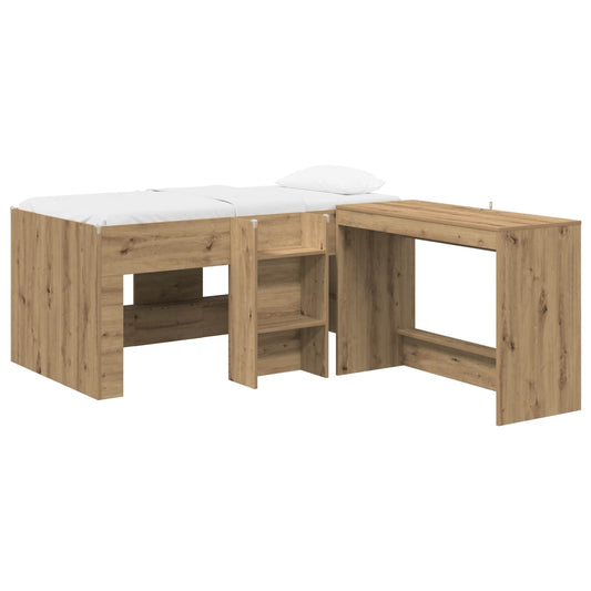 Kids'High Bed Frame with Desk 2 pcs Artisan Oak