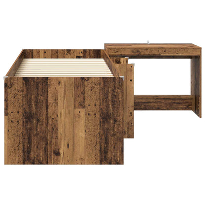 Kids'High Bed Frame with Desk Old wood 90 x 190 cm