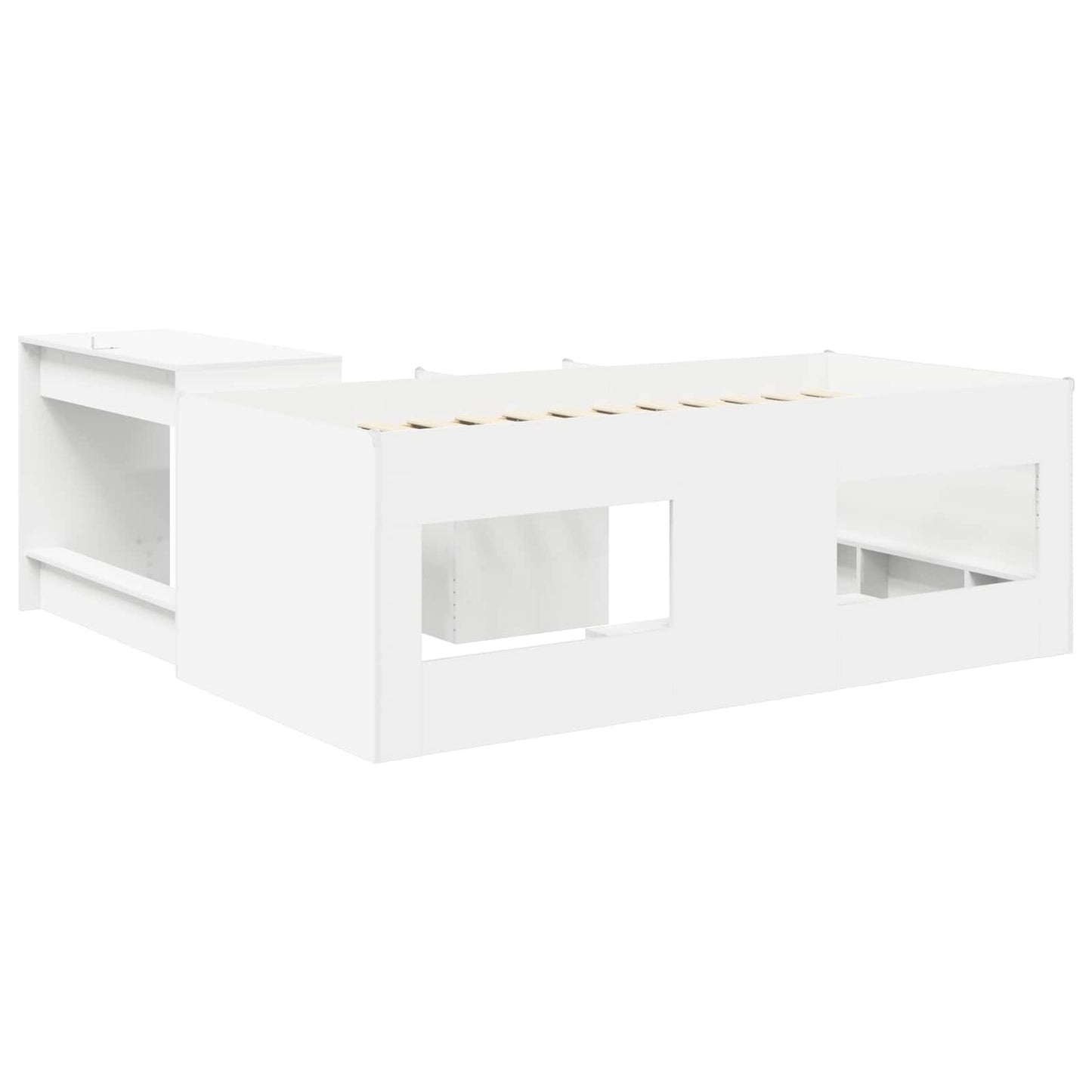 Kids'High Bed Frame with Desk White 75 x 190 cm
