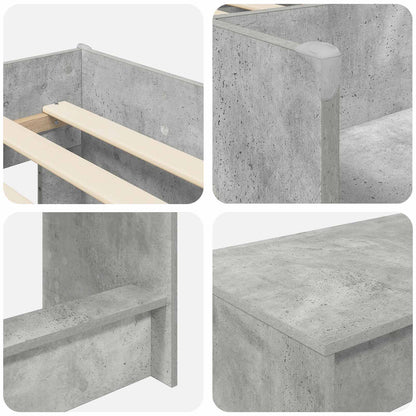 Kids'High Bed Frame with Desk Concrete Grey 75 x 190 cm