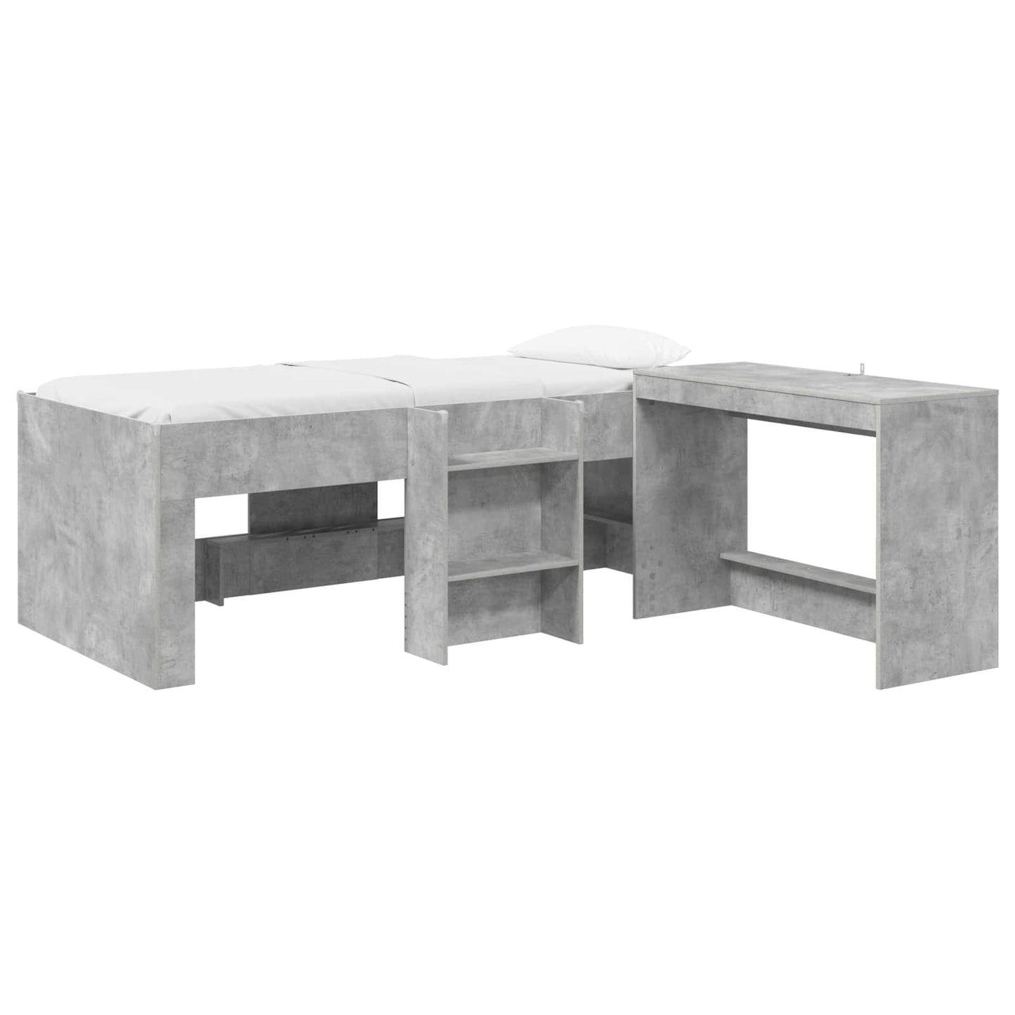 Kids'High Bed Frame with Desk Concrete Grey 75 x 190 cm
