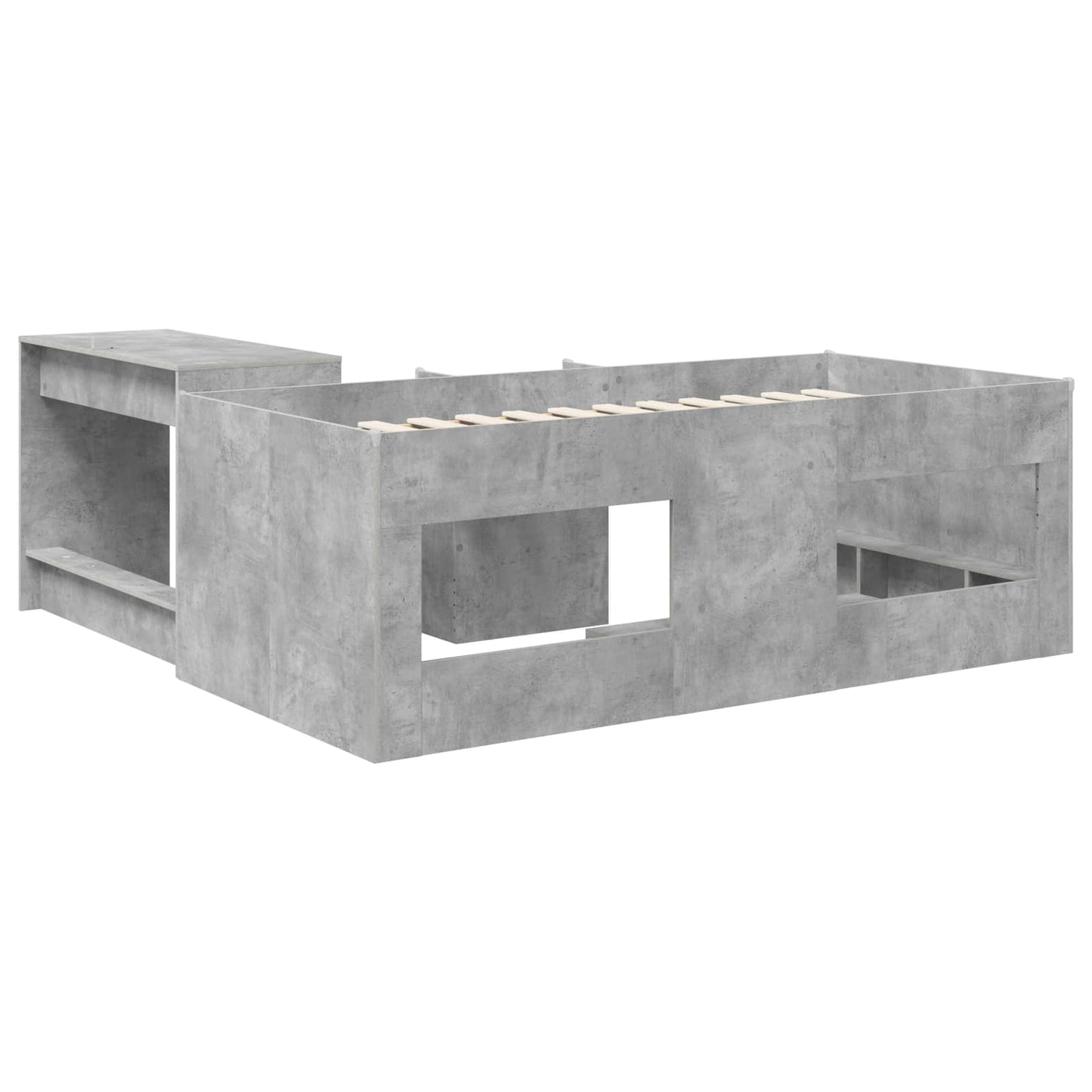 Kids'High Bed Frame with Desk Concrete Grey 75 x 190 cm
