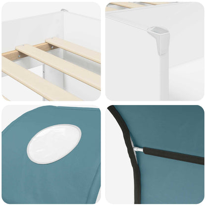 Bed with Tunnel 4 pcs White and Light Blue Engineered Wood