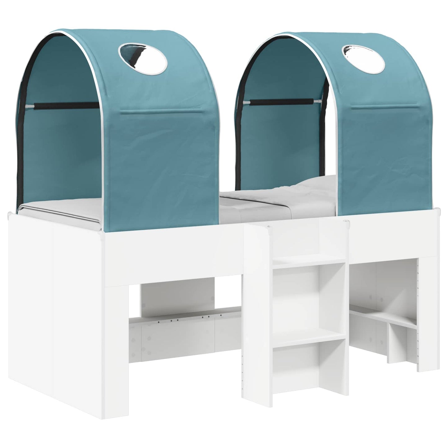 Bed with Tunnel 4 pcs White and Light Blue Engineered Wood