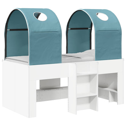 Bed with Tunnel 4 pcs White and Light Blue Engineered Wood