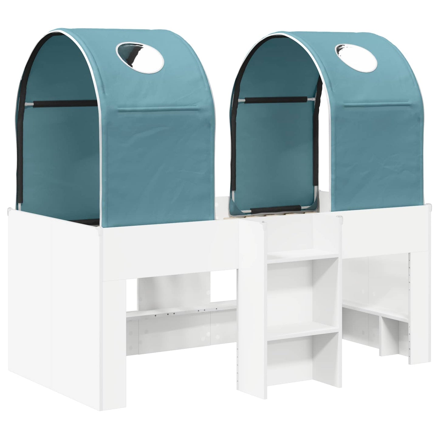 Bed with Tunnel 4 pcs White and Light Blue Engineered Wood