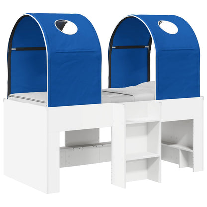 Bed with Tunnel 4 pcs White and Blue Engineered Wood
