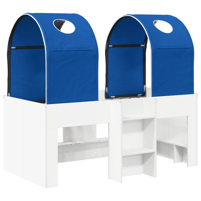 Bed with Tunnel 4 pcs White and Blue Engineered Wood