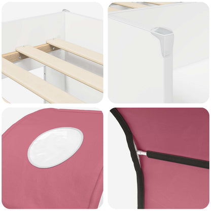 Bed with Tunnel 4 pcs White and Pink Engineered Wood