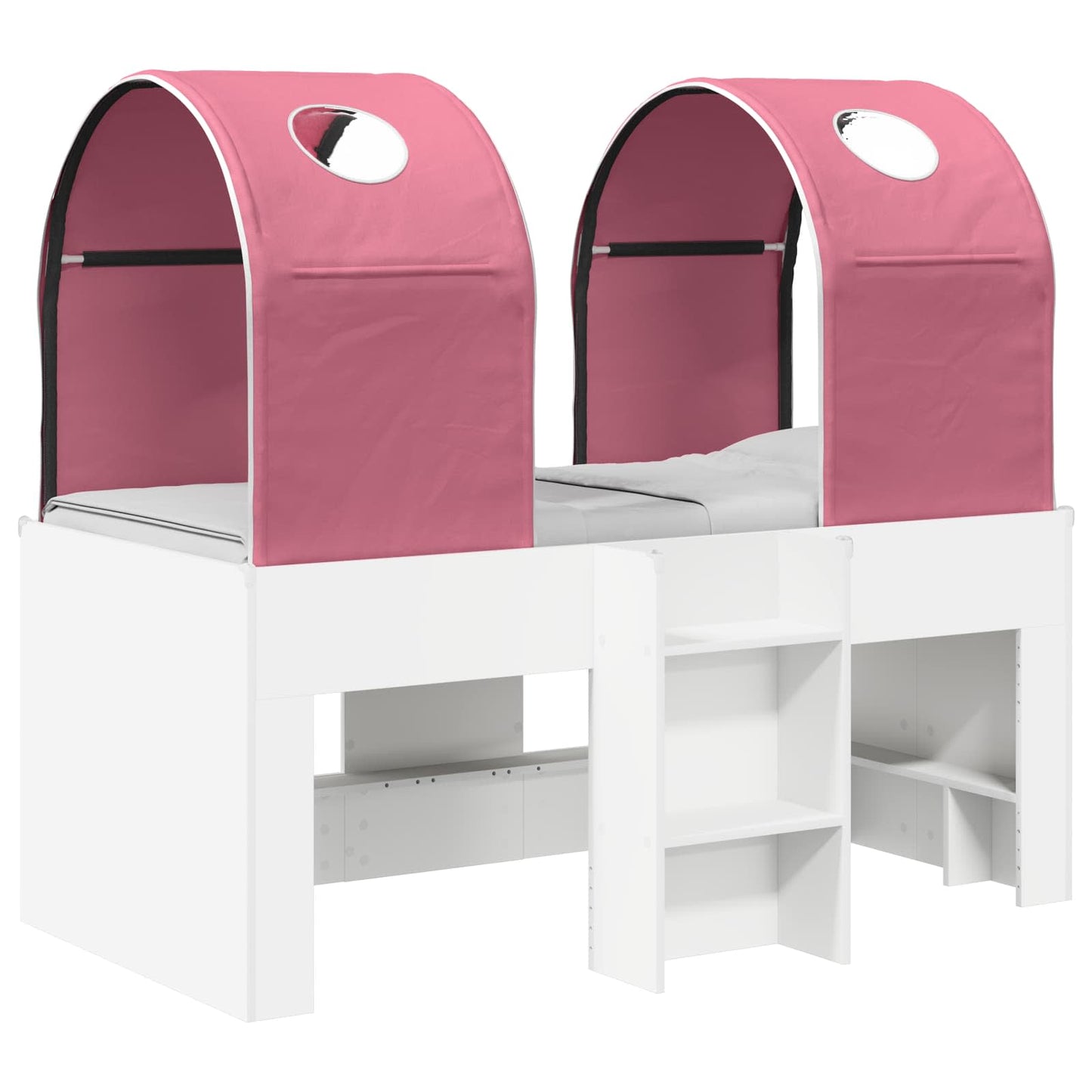 Bed with Tunnel 4 pcs White and Pink Engineered Wood