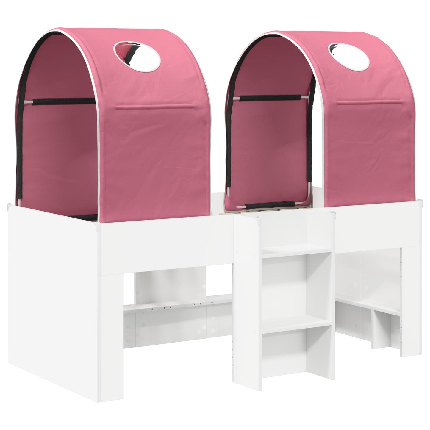 Bed with Tunnel 4 pcs White and Pink Engineered Wood