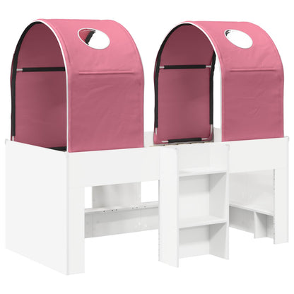 Bed with Tunnel 4 pcs White and Pink Engineered Wood