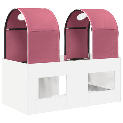 Bed with Tunnel 4 pcs White and Pink Engineered Wood