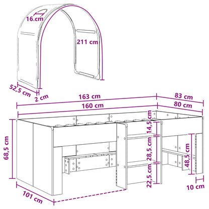 Bed with Tunnel 4 pcs White and Pink Engineered Wood