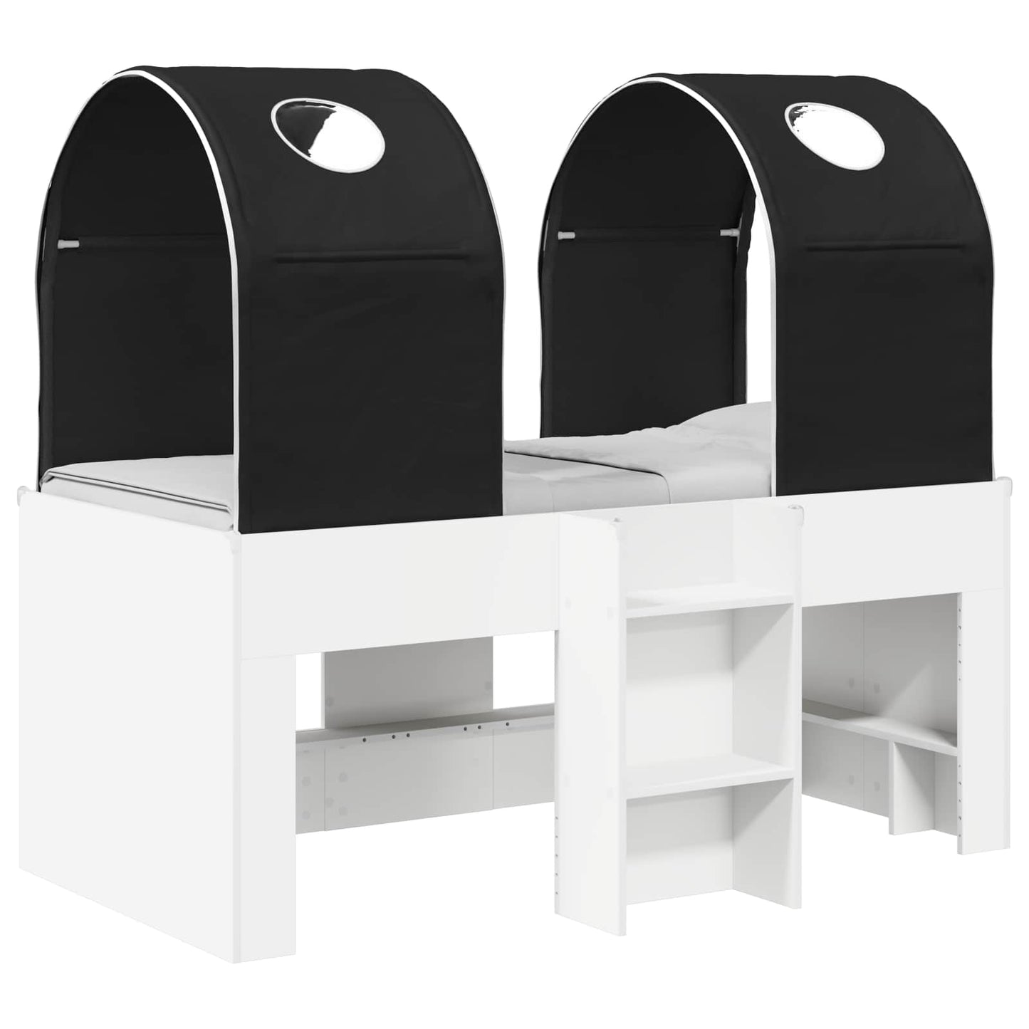 Bed with Tunnel 4 pcs White and Black Engineered Wood