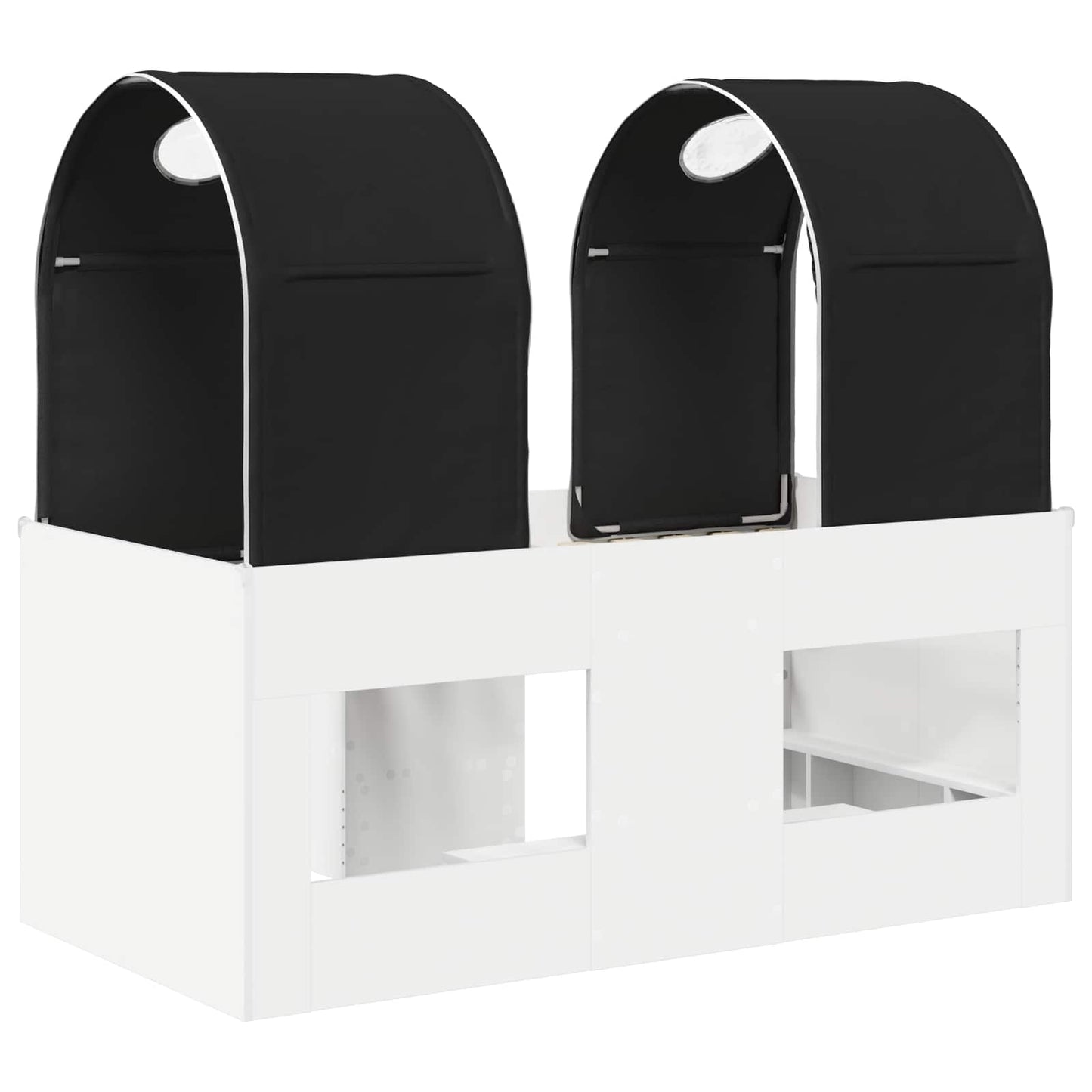 Bed with Tunnel 4 pcs White and Black Engineered Wood
