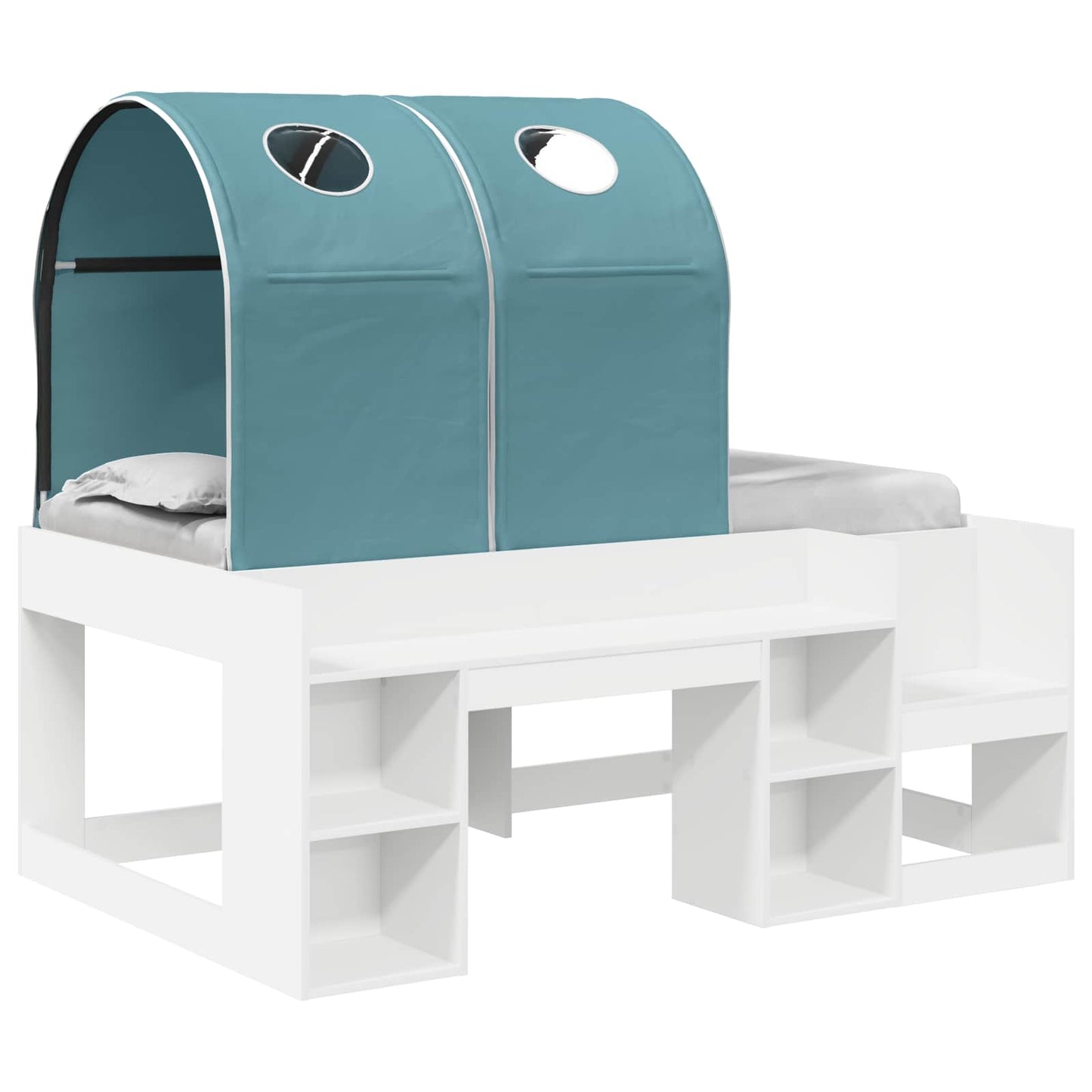 Bed with Tunnel 4 pcs White and Light Blue Engineered Wood