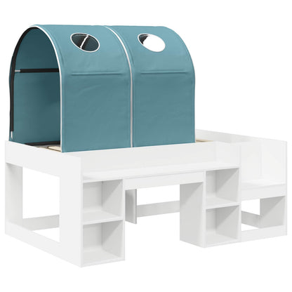 Bed with Tunnel 4 pcs White and Light Blue Engineered Wood