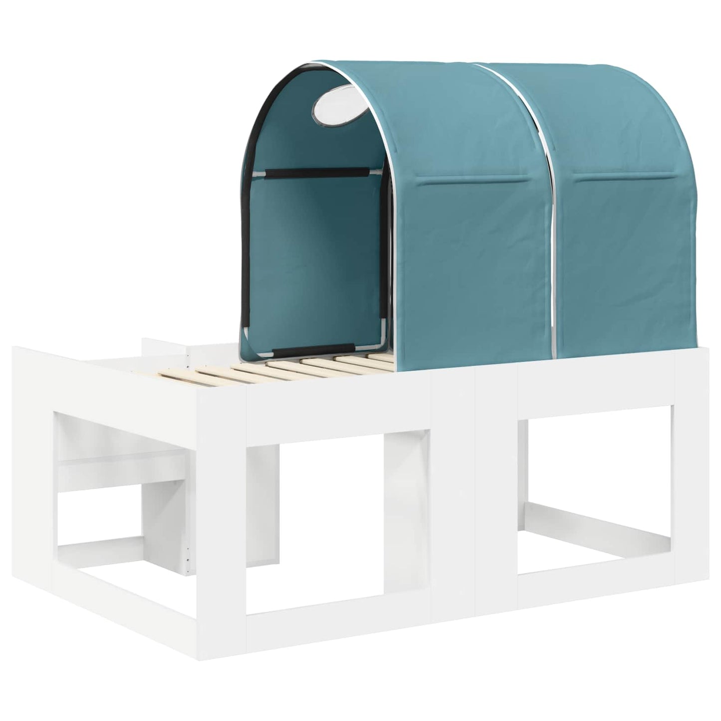 Bed with Tunnel 4 pcs White and Light Blue Engineered Wood