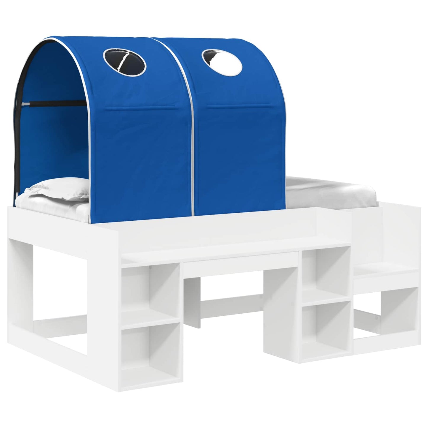 Bed with Tunnel 4 pcs White and Blue Engineered Wood