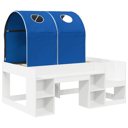 Bed with Tunnel 4 pcs White and Blue Engineered Wood