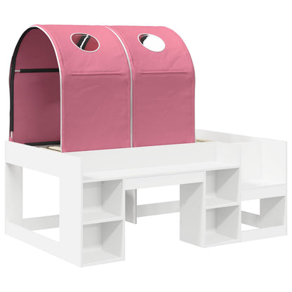 Bed with Tunnel 4 pcs White and Pink Engineered Wood