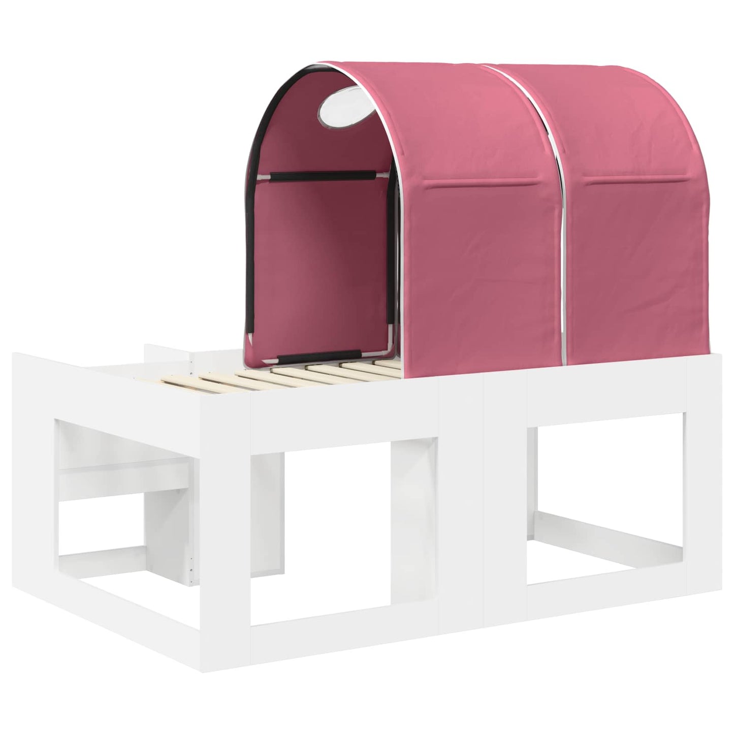 Bed with Tunnel 4 pcs White and Pink Engineered Wood