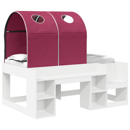 Bed with Tunnel 4 pcs White and Red Engineered Wood
