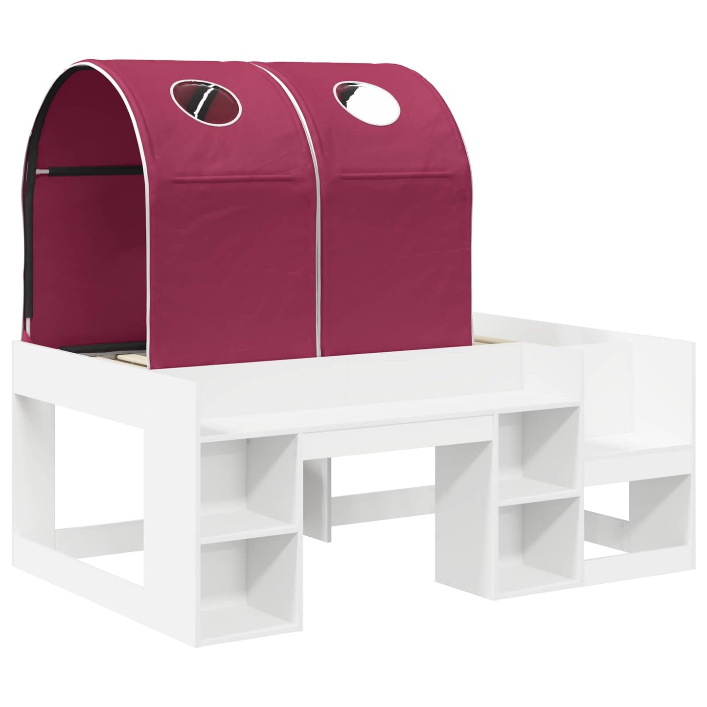 Bed with Tunnel 4 pcs White and Red Engineered Wood