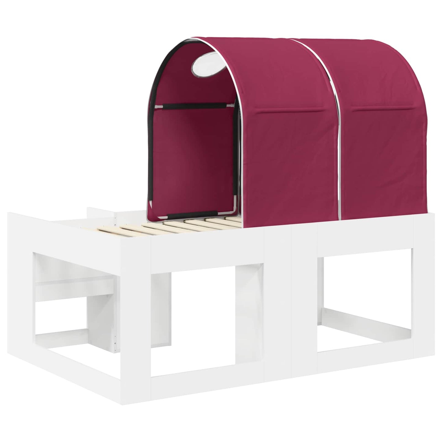 Bed with Tunnel 4 pcs White and Red Engineered Wood