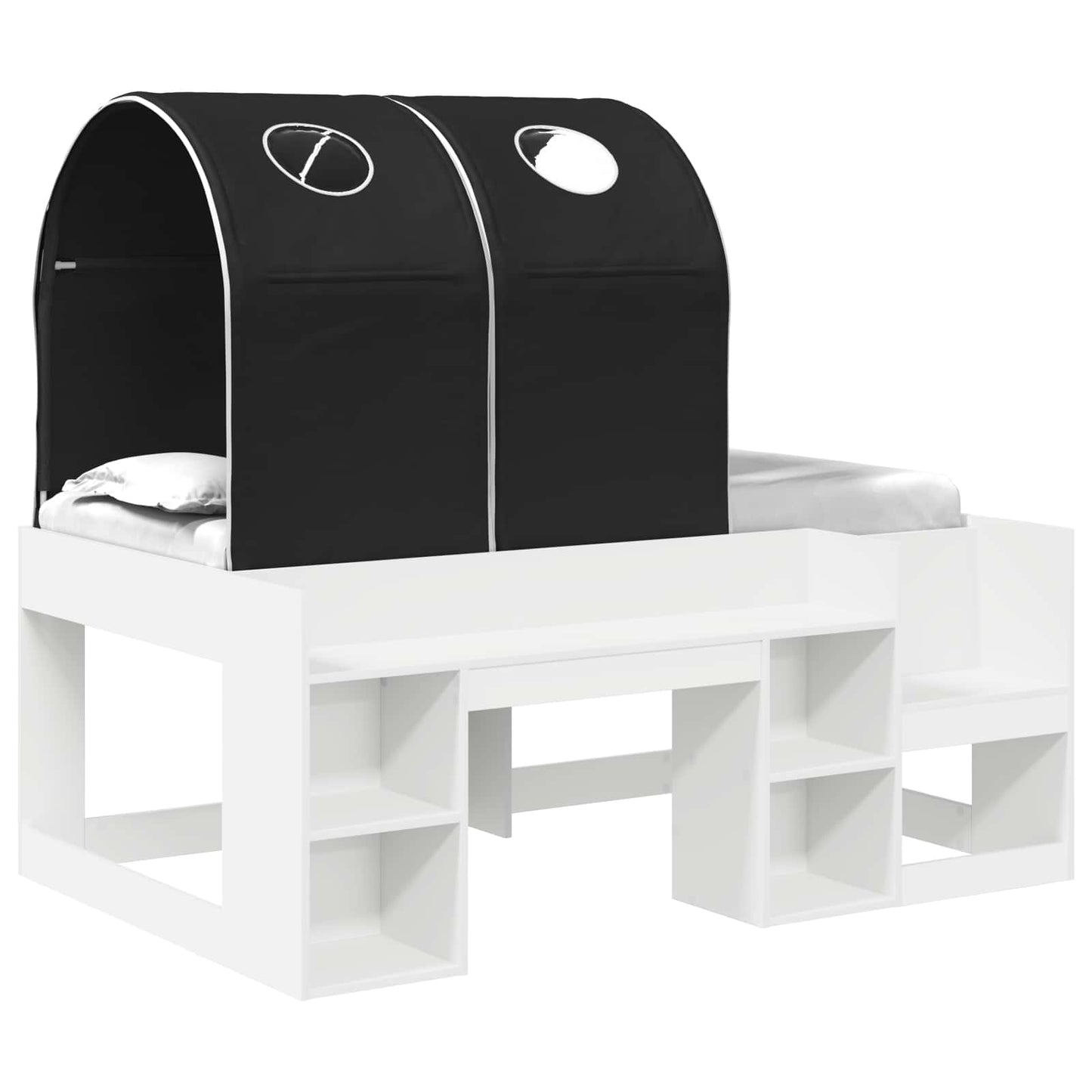 Bed with Tunnel 4 pcs White and Black Engineered Wood