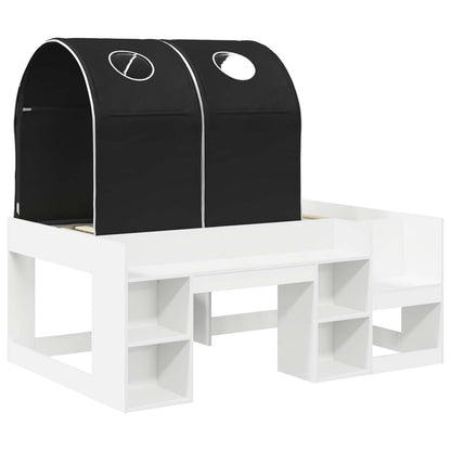 Bed with Tunnel 4 pcs White and Black Engineered Wood