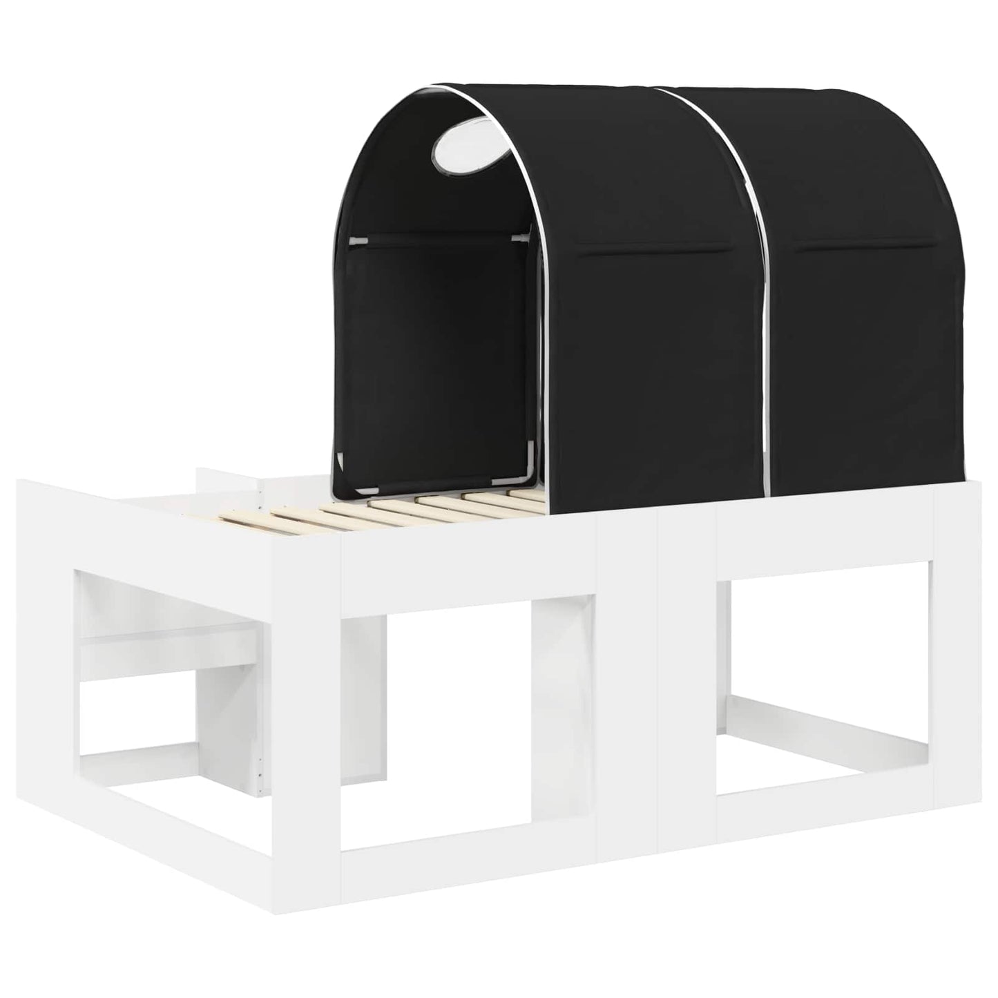 Bed with Tunnel 4 pcs White and Black Engineered Wood