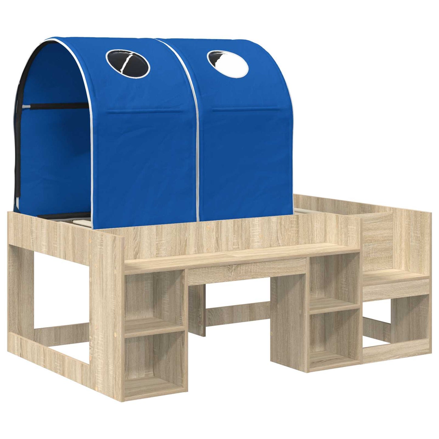 Bed with Tunnel 3 pcs Sonoma Oak and Blue Engineered Wood