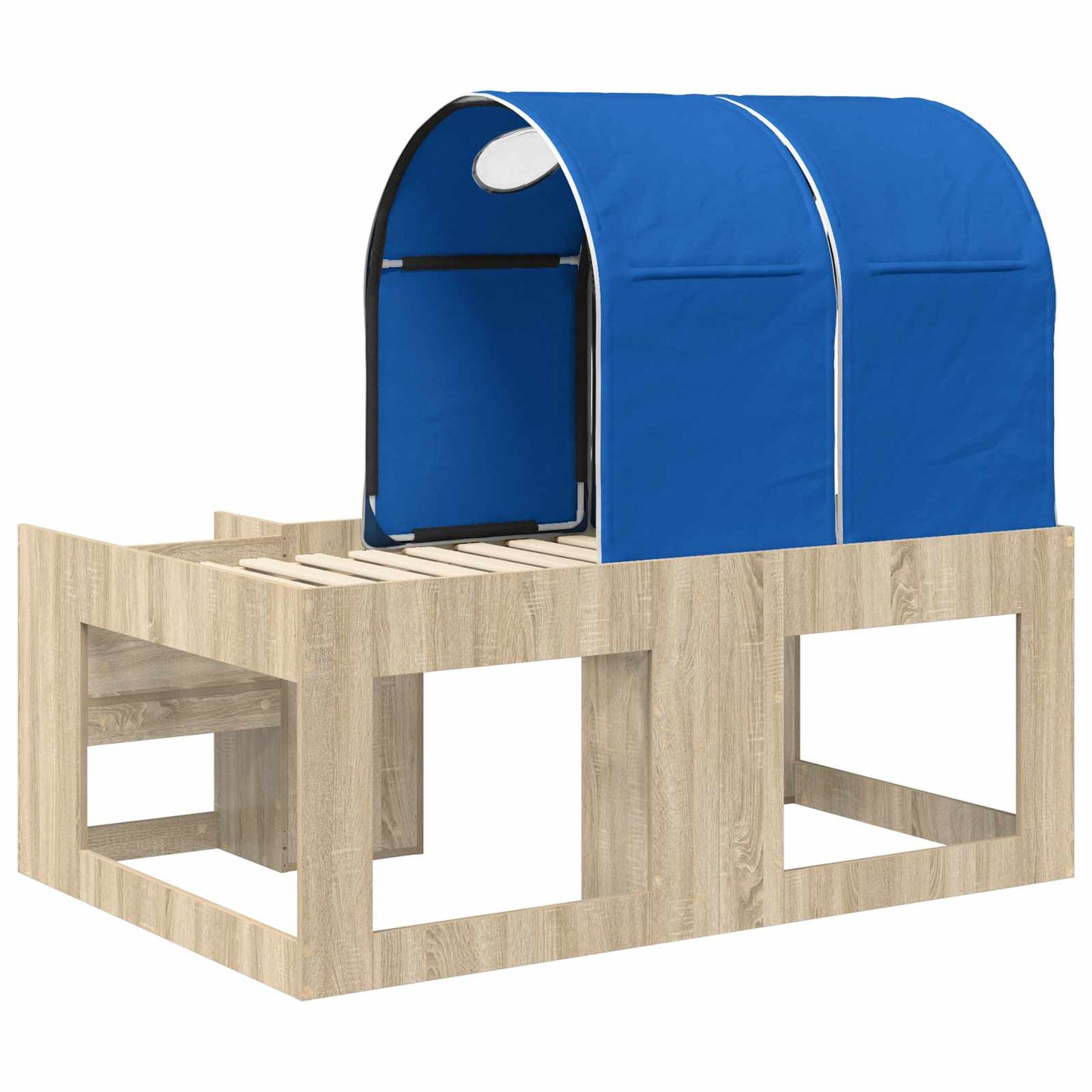 Bed with Tunnel 3 pcs Sonoma Oak and Blue Engineered Wood