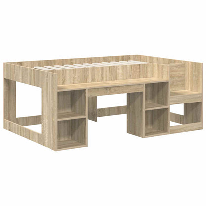Bed with Tunnel 3 pcs Sonoma Oak and White Engineered Wood