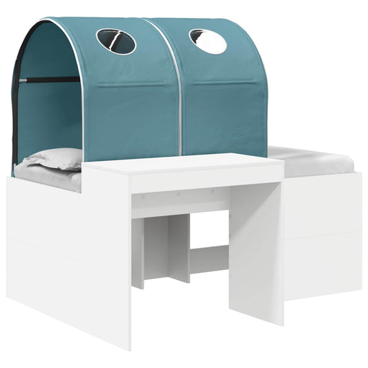 Bed with Tunnel 3 pcs White and Light Blue Engineered Wood