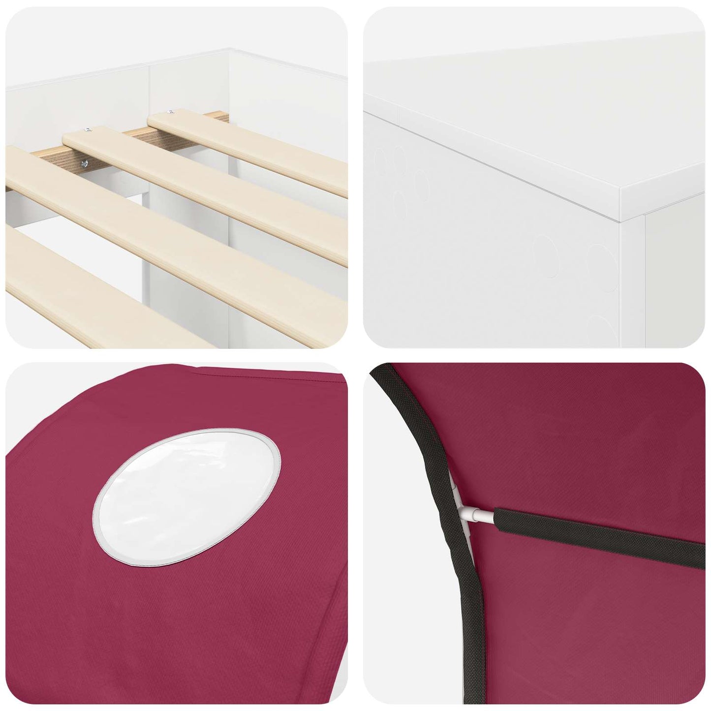 Bed with Tunnel 4 pcs Artisian Oak and Red Engineered Wood