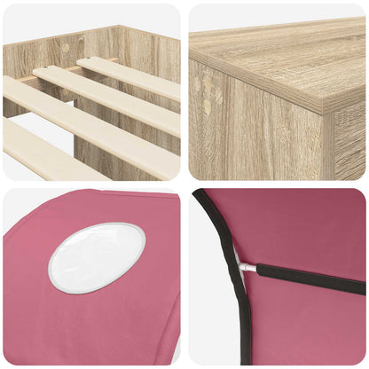 Bed with Tunnel 3 pcs Artisian Oak and Pink Engineered Wood